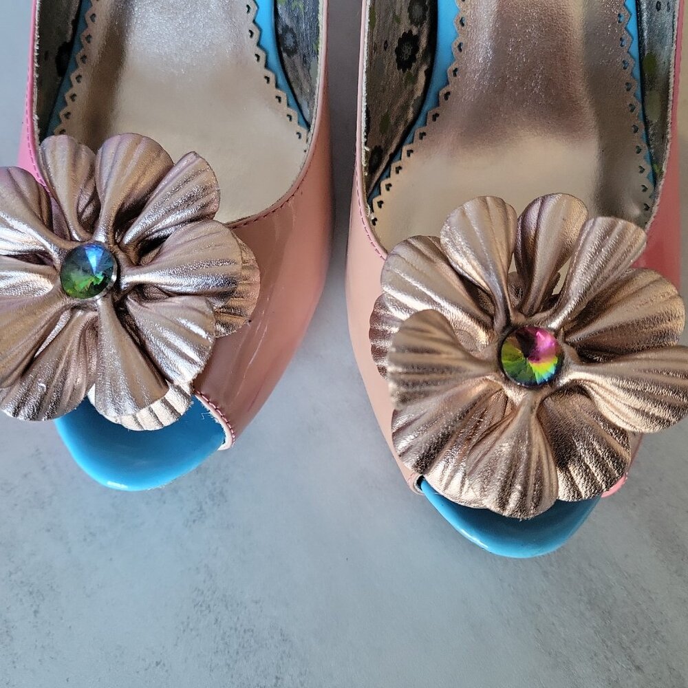 Poetic Licence Women's Summer Bloom Heels Shoes Peach Fuchsia Multi-Color 8.5us - Picture 12 of 16